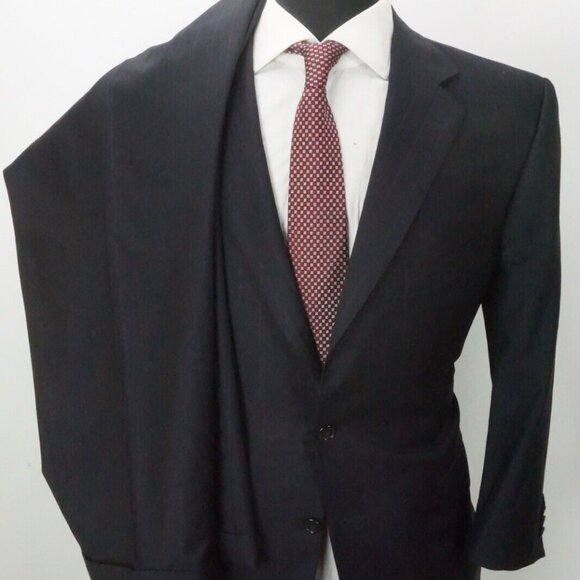 Ermenegildo Zegna Trofeo Navy Striped 100% Wool 2 Pc Suit Jacket Pants Sz 44S - Picture 4 of 13